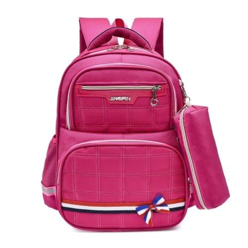 Lovely Double Shoulders School Bag Backpack Bag with Pen Bag (Rose Red)