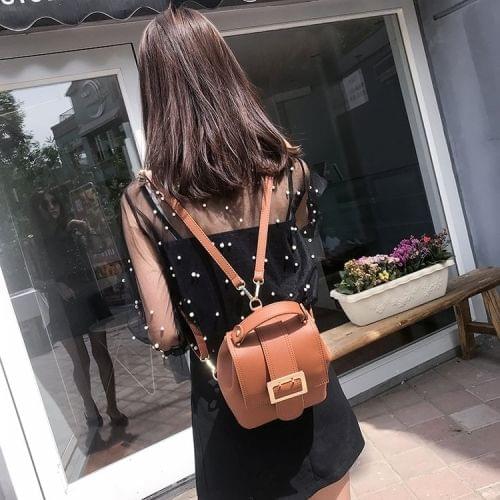 Solid Color Casual PU Double-shoulder Bag Messenger Bag (Brown)