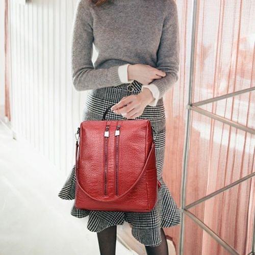 Dual-use Backpack Ladies Bag Travel Bag College Style School Bag (Red)