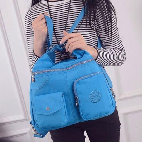 Multi-function Leisure Fashion Nylon Waterproof Slant Shoulder Double Shoulders Bag(Sky Blue)