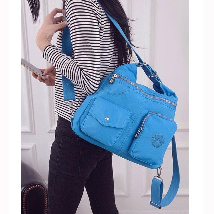 Multi-function Leisure Fashion Nylon Waterproof Slant Shoulder Double Shoulders Bag(Sky Blue)