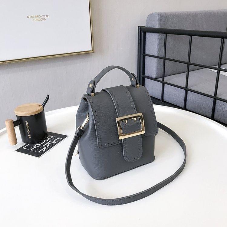 Solid Color Casual PU Double-shoulder Bag Messenger Bag (Grey)