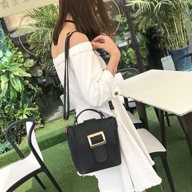 Solid Color Casual PU Double-shoulder Bag Messenger Bag (Grey)