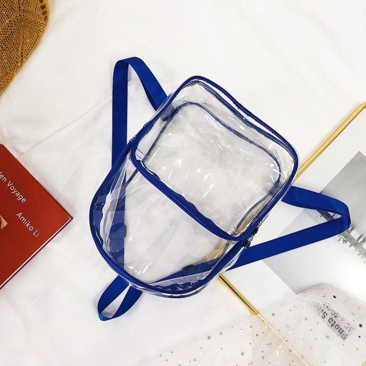 Transparent PVC Multi-function Double-shoulder Bag Casual Shool Backpack Bag (Blue)