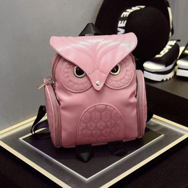 Owl Pattern Shoulder Bag Female PU Personality Backpack(Gold)