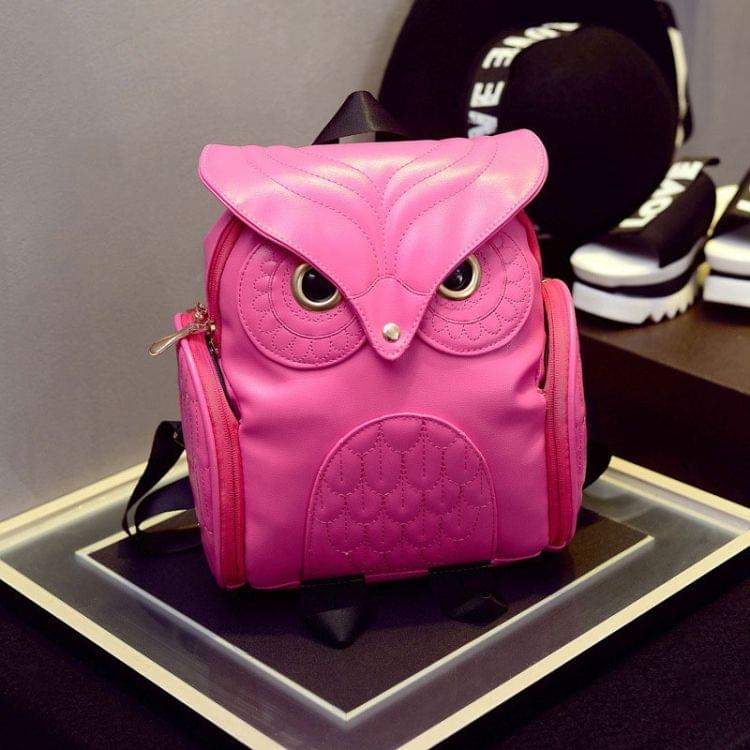Owl Pattern Shoulder Bag Female PU Personality Backpack(Gold)