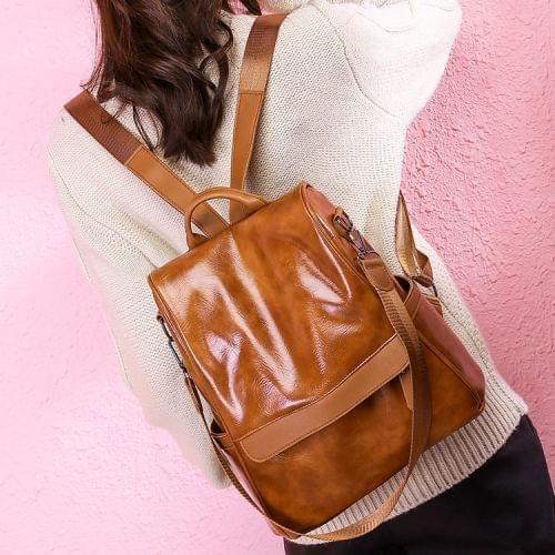 Solid Color Casual Shoulder Bag Ladies Messenger Bag Waterproof Handbag (Brown)