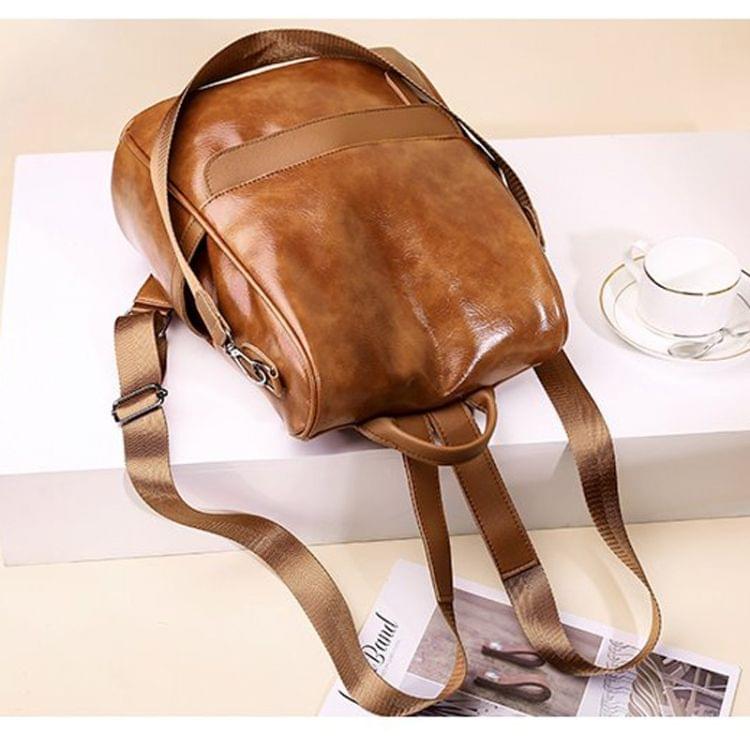 Solid Color Casual Shoulder Bag Ladies Messenger Bag Waterproof Handbag (Brown)