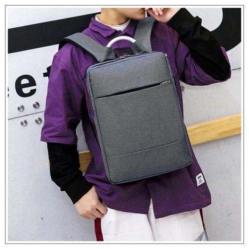 Nylon Double Shoulders School Bag Travel Backpack Bag (Grey)