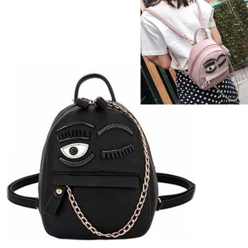 Wink Pattern Casual Double Shoulder Bag Ladies Handbag Messenger Bag (Black)