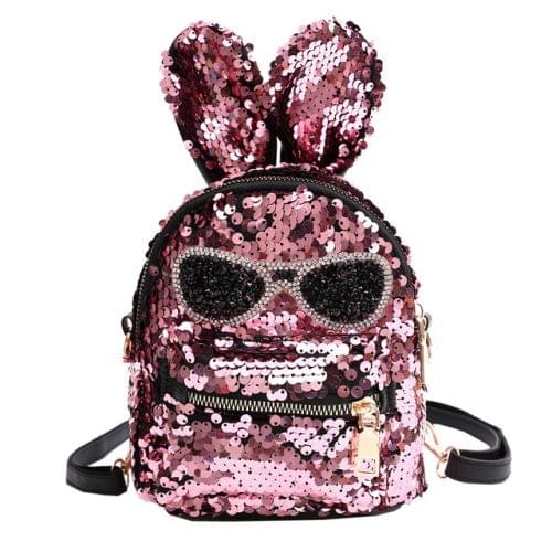 Sequins Shoulder Bag Student Children School Bag(Pink)