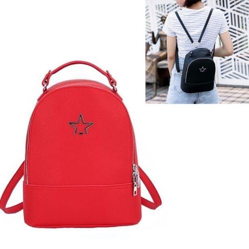 Solid Color PU Leather Double-shoulder Bag Ladies Handbag Messenger Bag (Red)