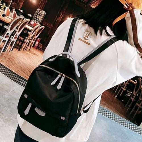Fashion Nylon Double Shoulders Bag Ladies Handbag Backpack Bag (Black)