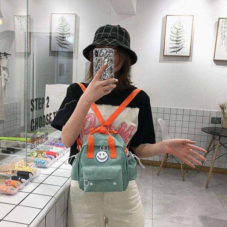 Fresh Smile Double Shoulders Bag Double Zippers Backpack Bag (Light Green)