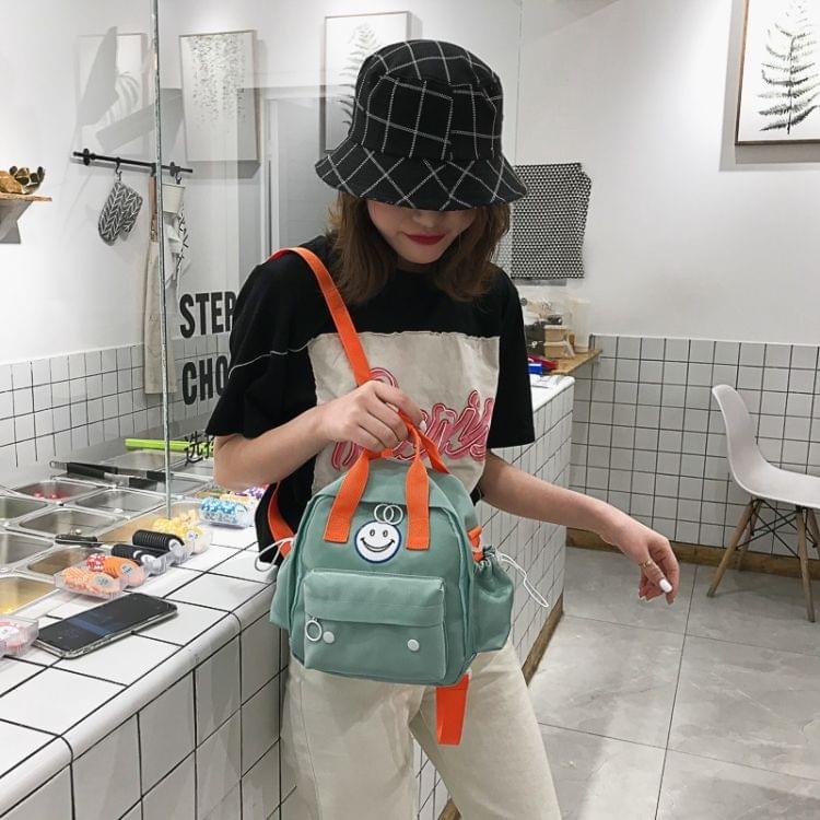 Fresh Smile Double Shoulders Bag Double Zippers Backpack Bag (Light Green)