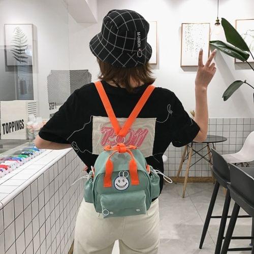 Fresh Smile Double Shoulders Bag Double Zippers Backpack Bag (Light Green)