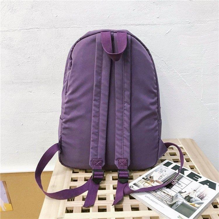 Double Shoulders School Bag Travel Backpack Bag with Duck Doll Pendant (Brown)