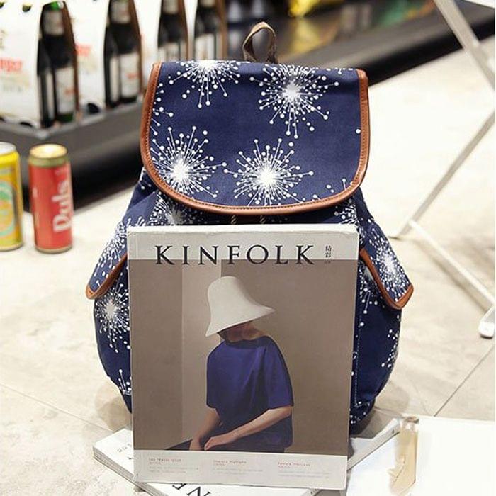 Leisure Fashion Canvas Backpack Handbag(Dark Blue)