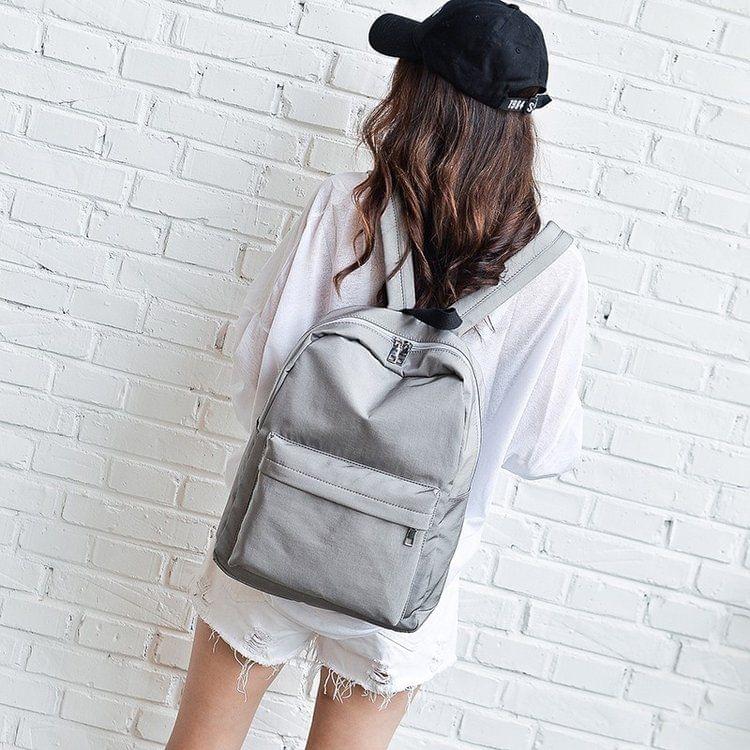 Multi-function Leisure Fashion Nylon Double Shoulders Bag Backpack (Black)