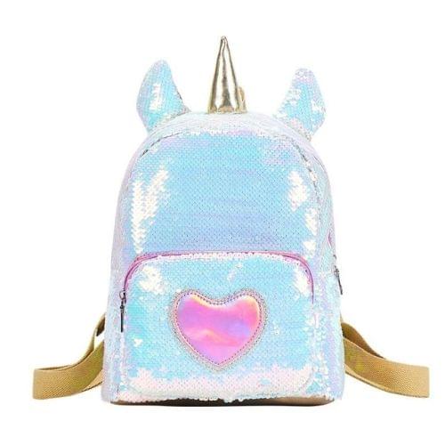 Fashion Waterproof Sequins Student Bag Travel Campus Backpack(White)