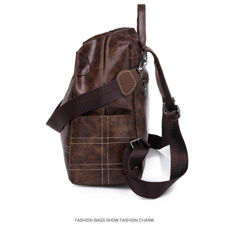 Fashion Retro PU Leather Ladies Double Shoulders Backpack Handbag Single-shoulder Bag (Brown)