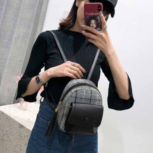 Leisure Fashion Woolen Cloth Double Shoulders Bag (Black)