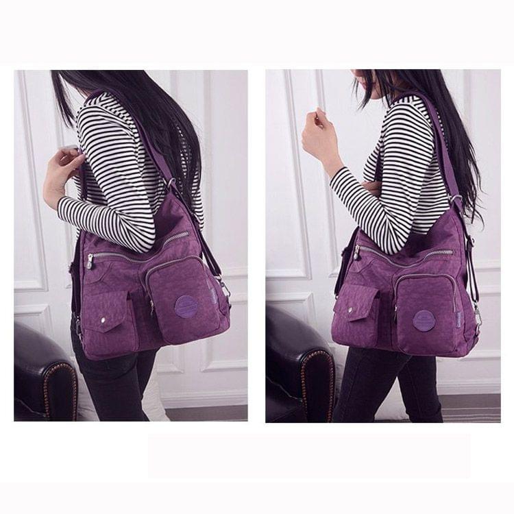 Multi-function Leisure Fashion Nylon Waterproof Slant Shoulder Double Shoulders Bag(Purple)