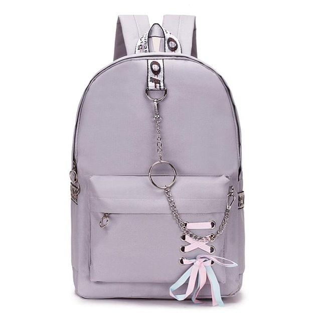 Campus College Wind Butterfly-knot Ribbon Bag Backpack(Black)