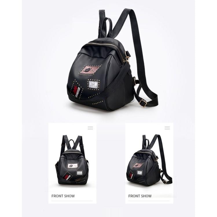 Fashion Element Pattern Multifunctional PU Leather Double Shoulders School Bag Travel Backpack Bag (Green)