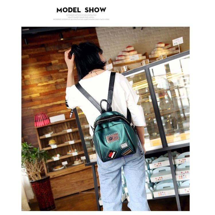 Fashion Element Pattern Multifunctional PU Leather Double Shoulders School Bag Travel Backpack Bag (Green)