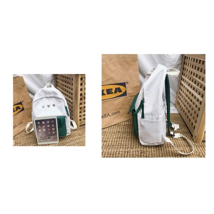 Color Matching Casual Double Shoulders Bag Casual Backpack Couple Shool Bag (Red)