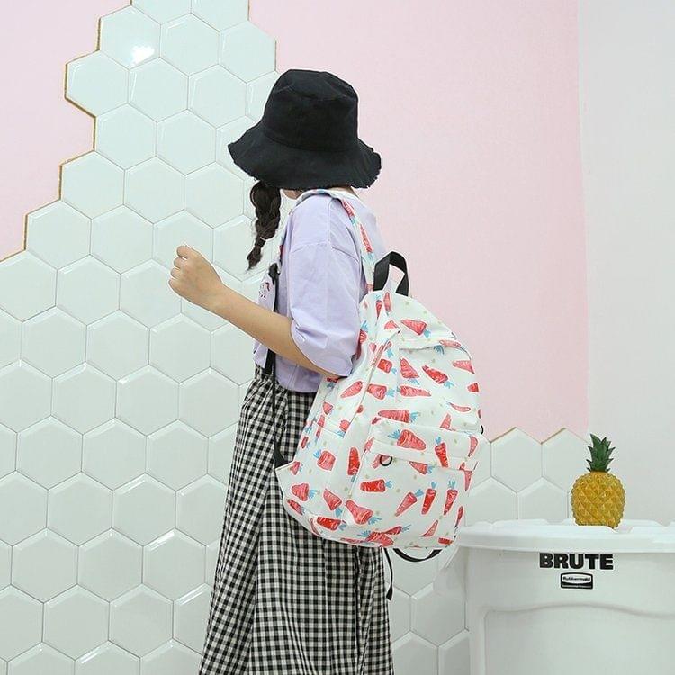Carrot Pattern Double Shoulders School Bag Travel Backpack Bag (White)