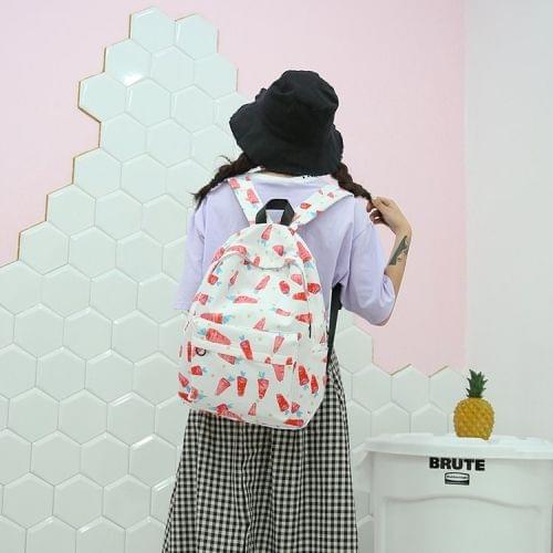Carrot Pattern Double Shoulders School Bag Travel Backpack Bag (White)