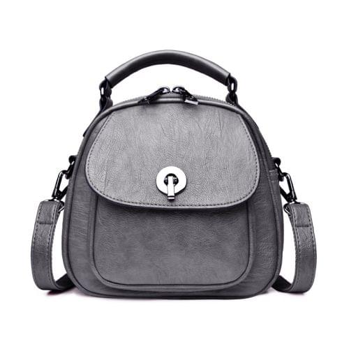Fashion PU Double Shoulders Bag Messenger Bag Ladies Backpack Handbag (Grey)