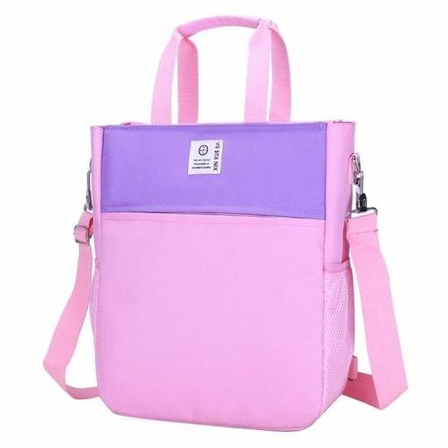 British Style Students Double Shoulders School Backpack Bag Single Shoulder Crossbody Bag (Pink)