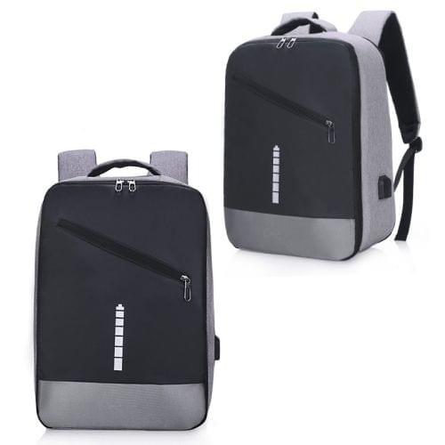 Multi-Function Oxford Portable Casual Double Shoulders Bag with Earphone Line Hole & USB Charging (Light Grey)