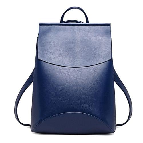 Fashion Women Backpack Youth Leather Backpacks for Teenage Girls Female School Double-Shoulder Bag(Blue)