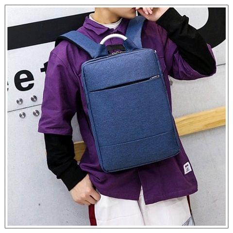 Nylon Double Shoulders School Bag Travel Backpack Bag (Blue)
