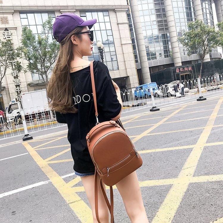 Litchi Texture PU Leather Casual Double-shoulder Bag Messenger Bag (Brown)