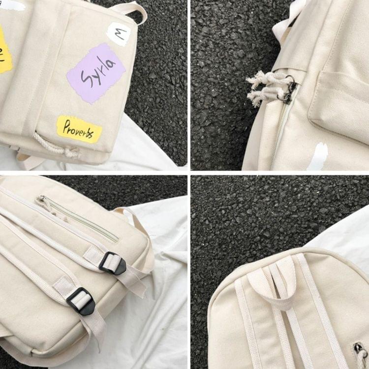 Graffiti Words Pattern Double Shoulders School Bag Travel Backpack Bag (Purple)