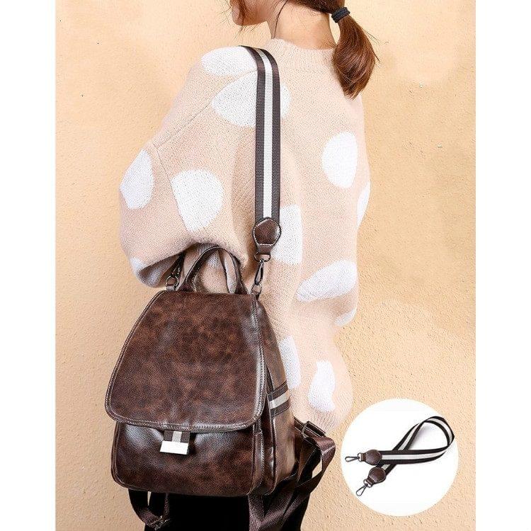 Retro PU Double-shoulder Backpack Women Handbag (Coffee)