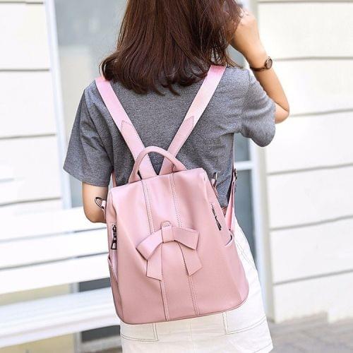 Fashion PU School Backpack Casual Handbag Shoulder Bag(Pink)