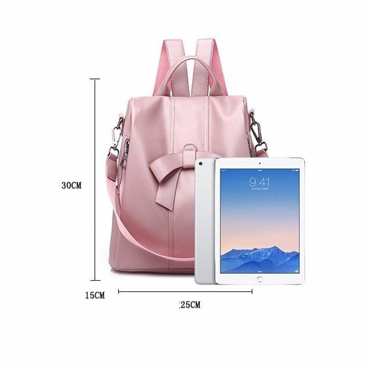 Fashion PU School Backpack Casual Handbag Shoulder Bag(Pink)