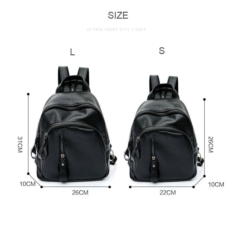 Fashion Multi-purpose PU Leather Backpack Simple Shoulder Bag Wild Small Hand Bag, Size: L (Black)