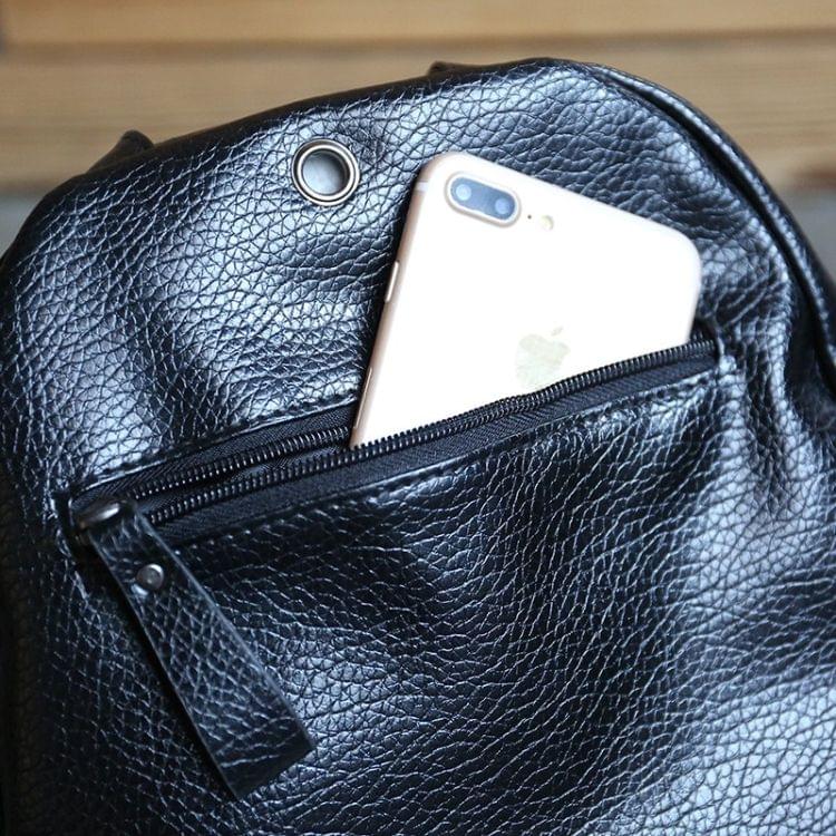 Fashion Multi-purpose PU Leather Backpack Simple Shoulder Bag Wild Small Hand Bag, Size: L (Black)
