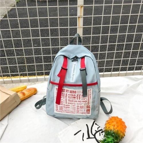 Graffiti Words Pattern Double Shoulders School Bag Travel Backpack Bag (Baby Blue)
