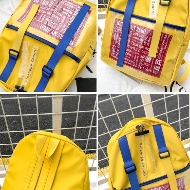 Graffiti Words Pattern Double Shoulders School Bag Travel Backpack Bag (Baby Blue)