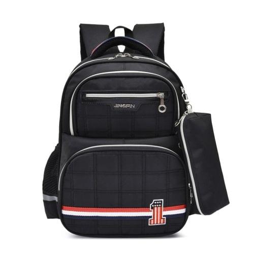 Lovely Double Shoulders School Bag Backpack Bag with Pen Bag (Black)