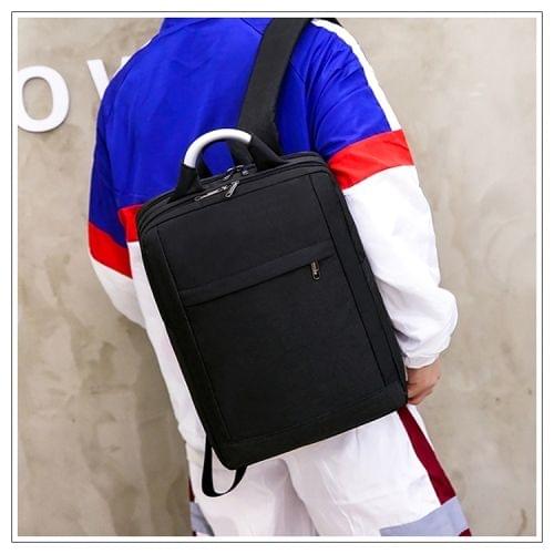 Nylon Double Shoulders School Bag Travel Backpack Bag (Black)