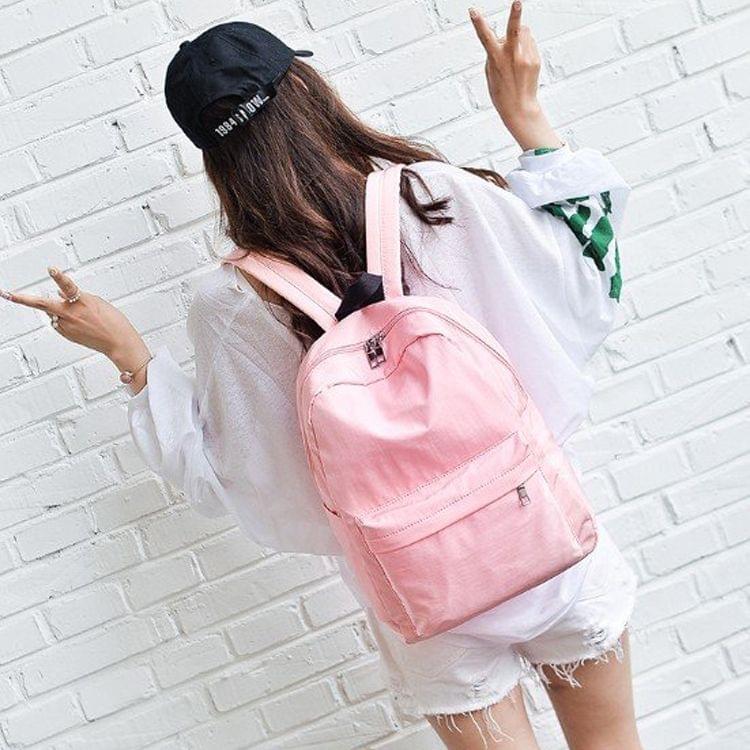 Multi-function Leisure Fashion Nylon Double Shoulders Bag Backpack (Pink)